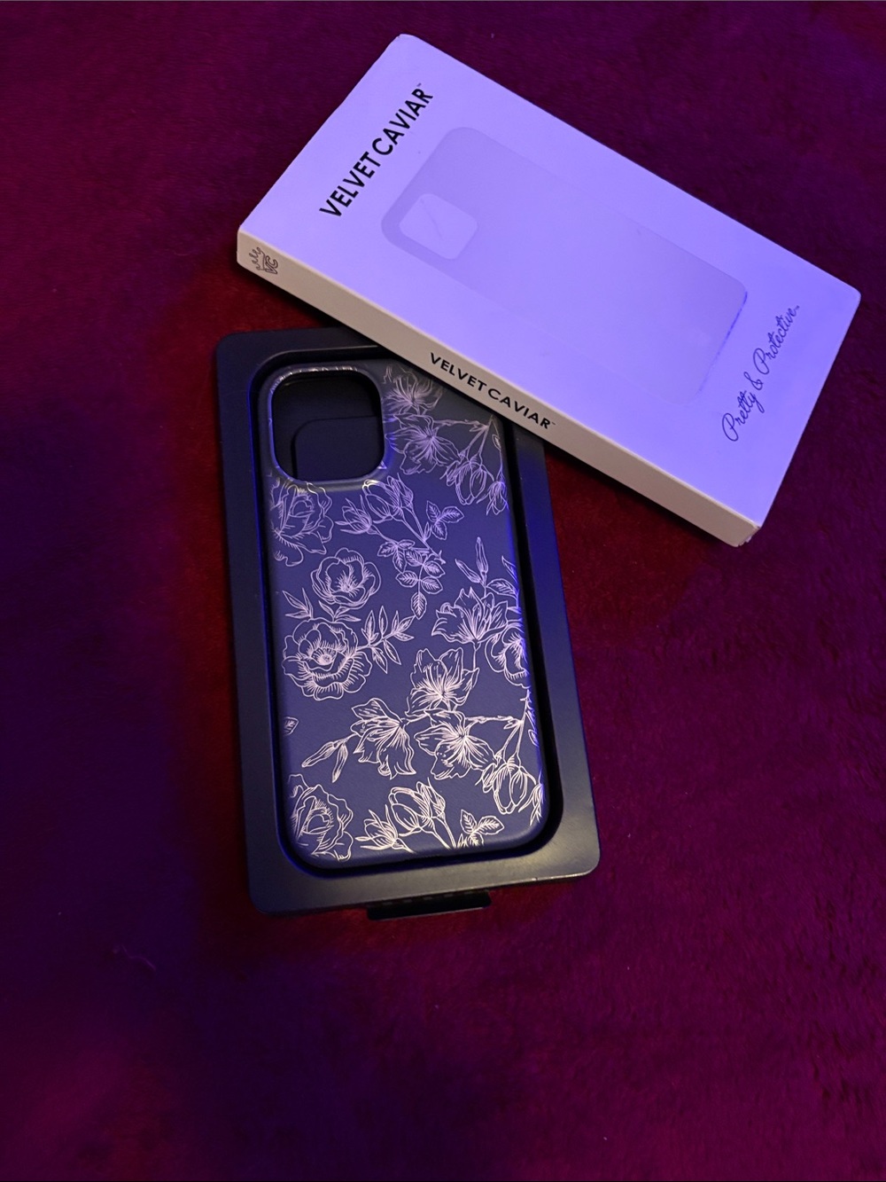 Velvet Caviar Floral iPhone Case - Rose shimmer finish